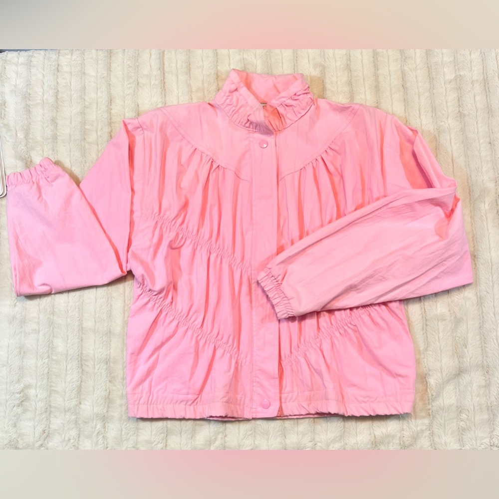 Rainbow West Vintage Pink Polyester and Cotton Zip Up Jacket Size Medium